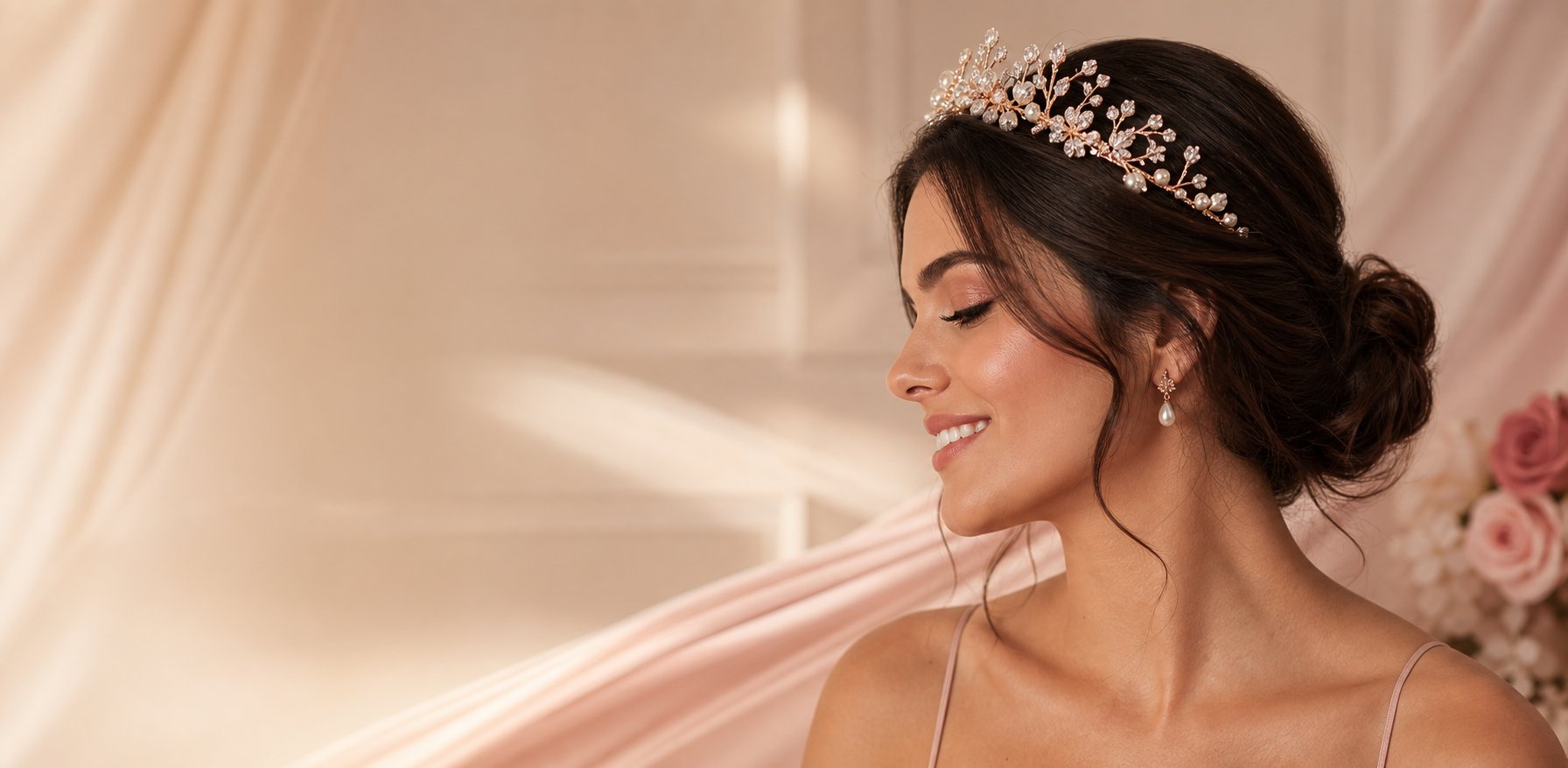 Mulher usando uma tiara delicada Blossom Me